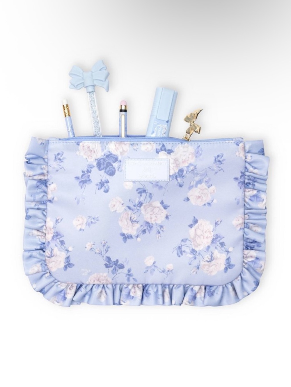 LoveShackFancy Floral Ruffle Zip Pouch - Picture 2 of 5